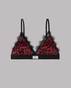 MIKUTA red hearts crinkle bralette product shot - Valentine's lingerie