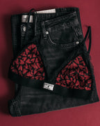 MIKUTA red hearts crinkle bralette - Valentine's Day lingerie set