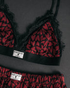 Red hearts crinkle bralette and boxer shorts set - Valentine's loungewear