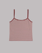 Striped tank top with thin straps on a gray background