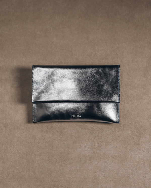 The Silver Leather Essentials Pouch Product Shot - Product photo