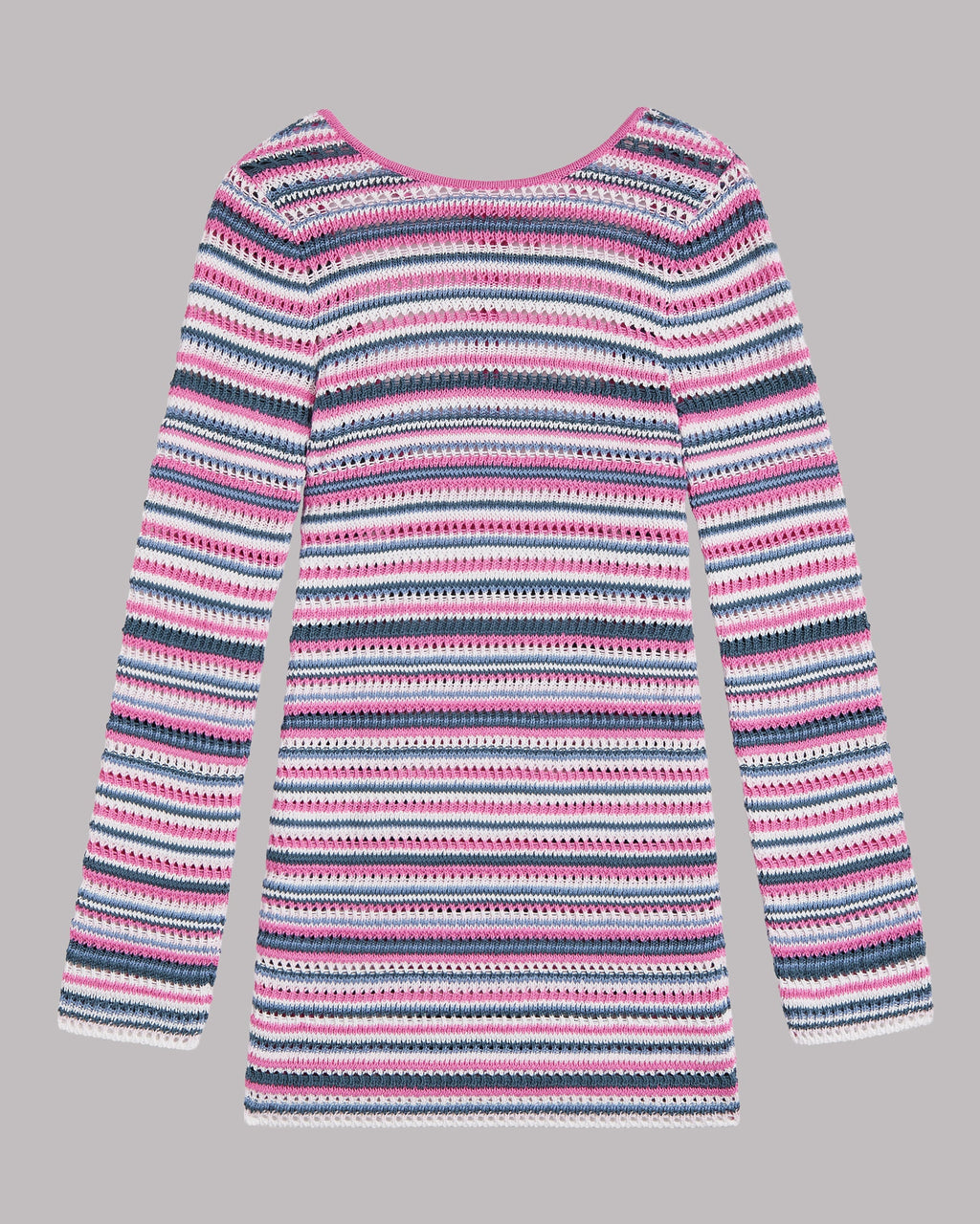 The Striped Knitted Low Back Longsleeve Dress Product Shot - Product photo