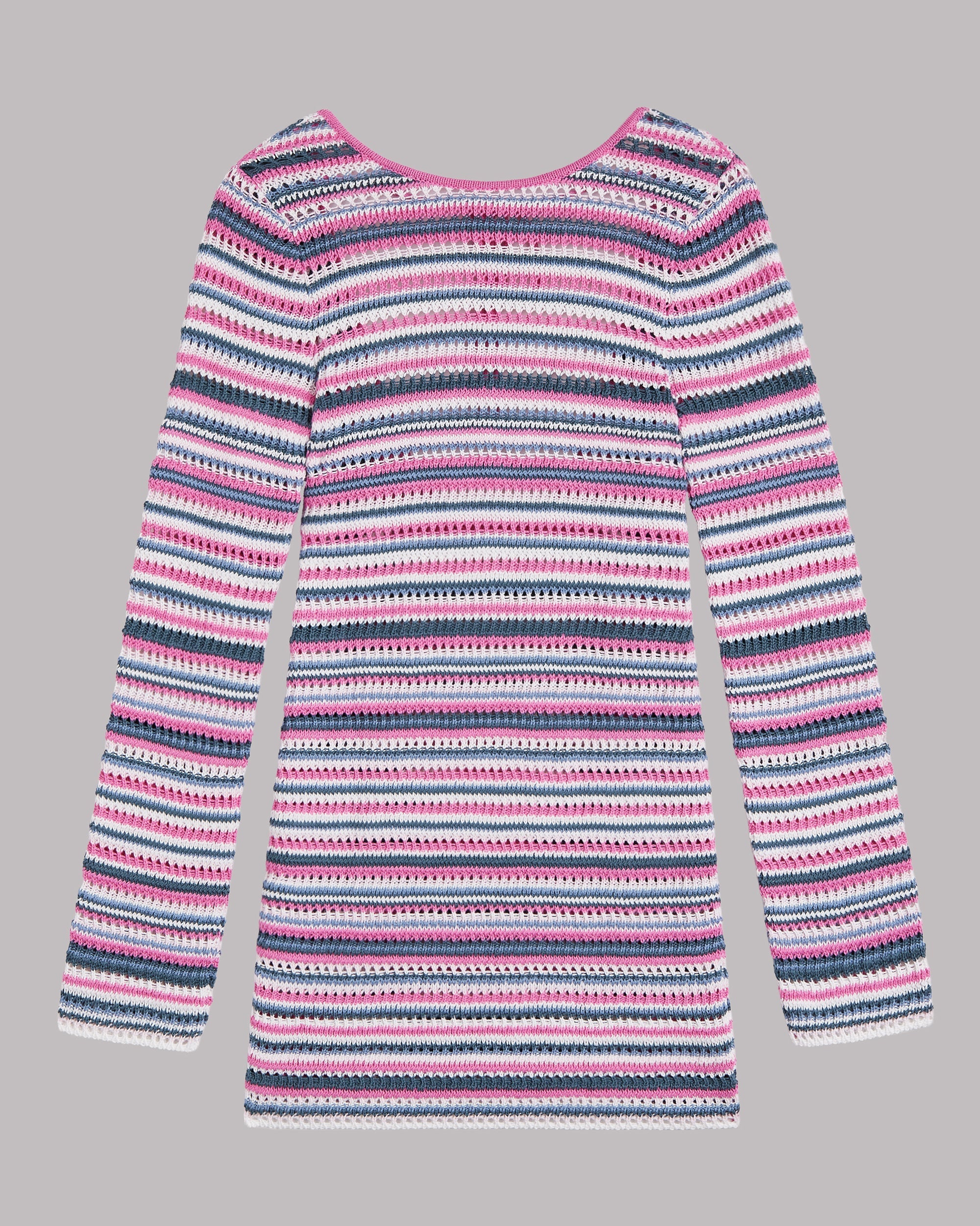 The Striped Knitted Low Back Longsleeve Dress Product Shot - Product photo