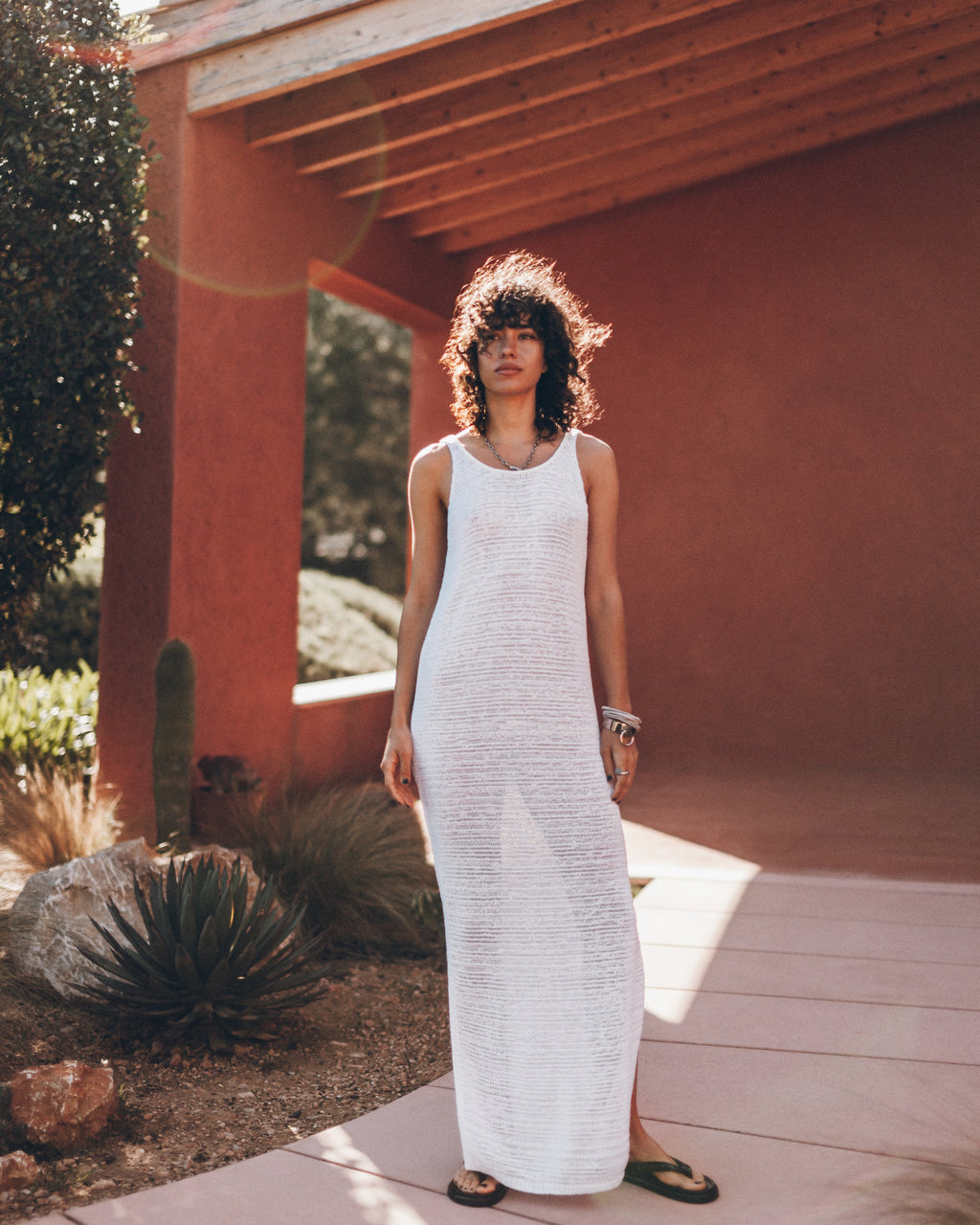 The White Long Knitted Dress Mexico Guindi - Product photo