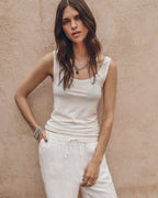 The White Regular Tank Top The White Loose Linen Pants - Product photo