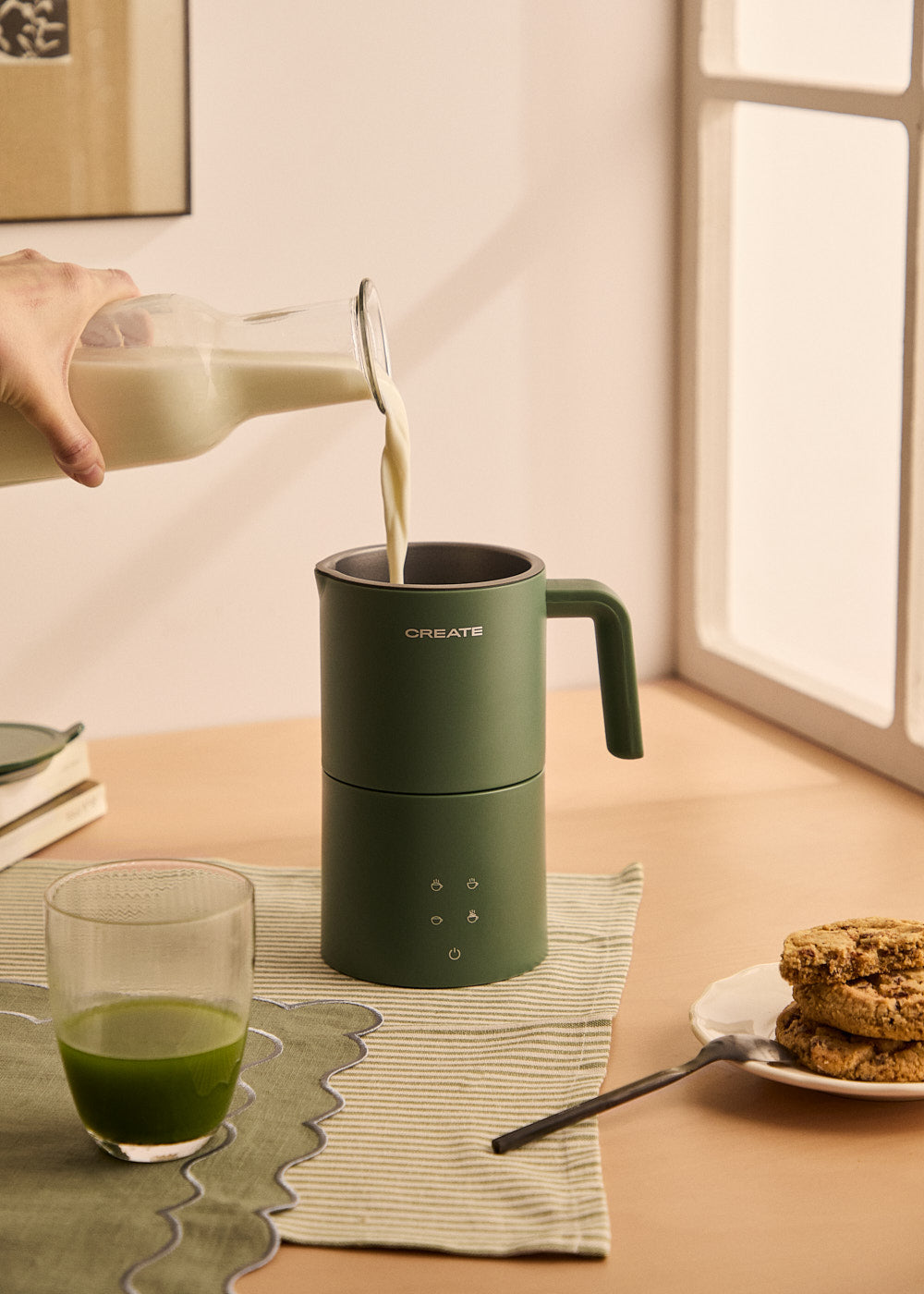 Studio Pro Milk Frother - Dishwasher-Safe Frother & Milk Heater - Sage Green