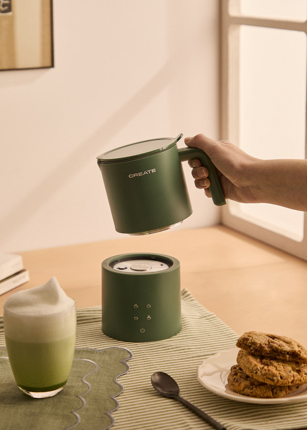 Studio Pro Milk Frother - Dishwasher-Safe Frother & Milk Heater - Sage Green