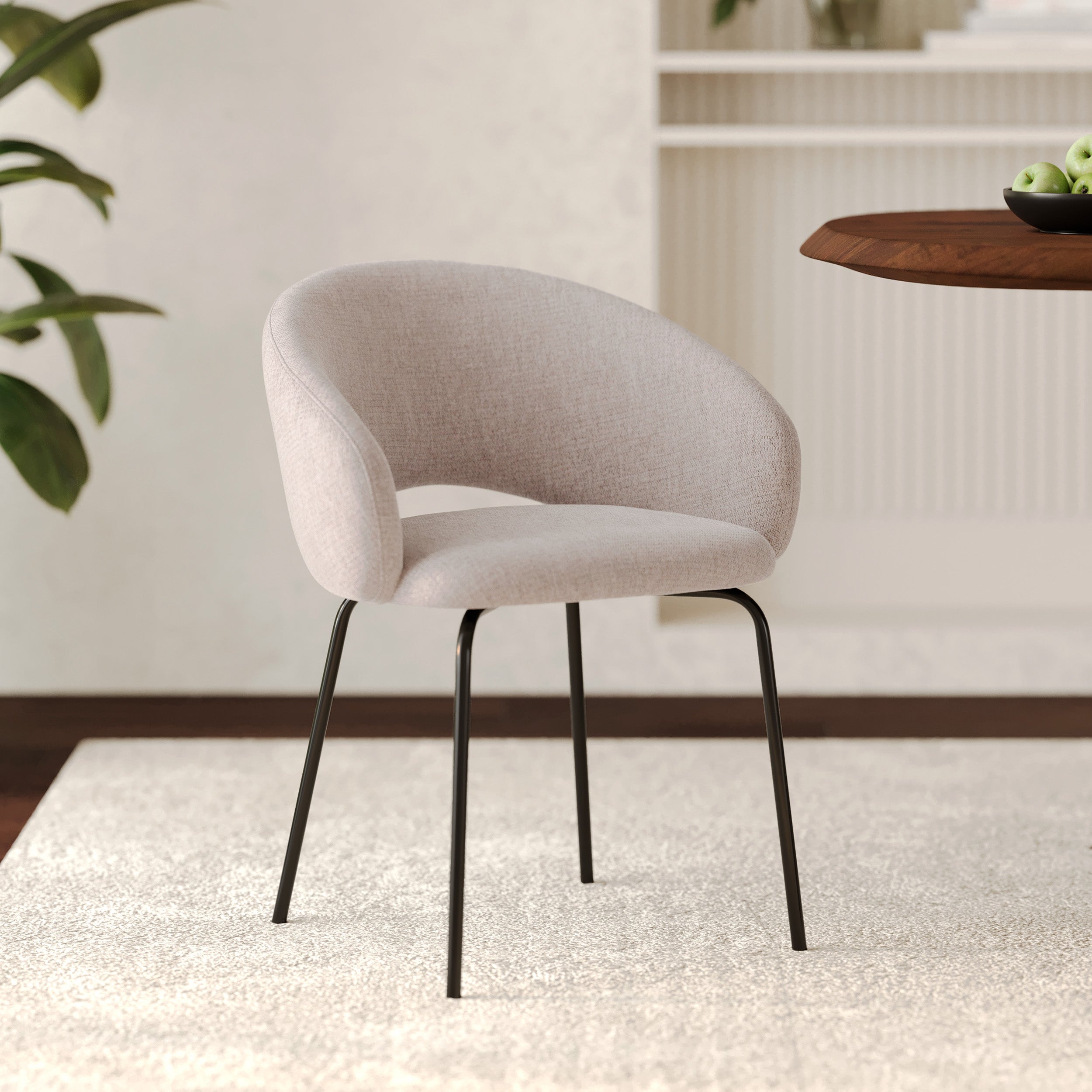 Milly - Silla De Tela Beige Jaspeado Y Patas Negras