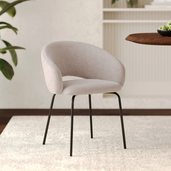 Milly - Silla De Tela Beige Jaspeado Y Patas Negras