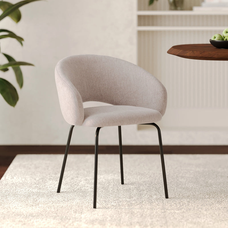 Chaise Milly en tissu beige chiné
