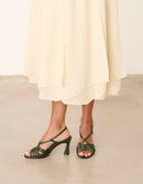 MIM Sandalia de tacón EVE OLIVA SATIN