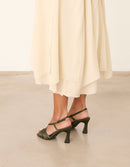 MIM Sandalia de tacón EVE OLIVA SATIN