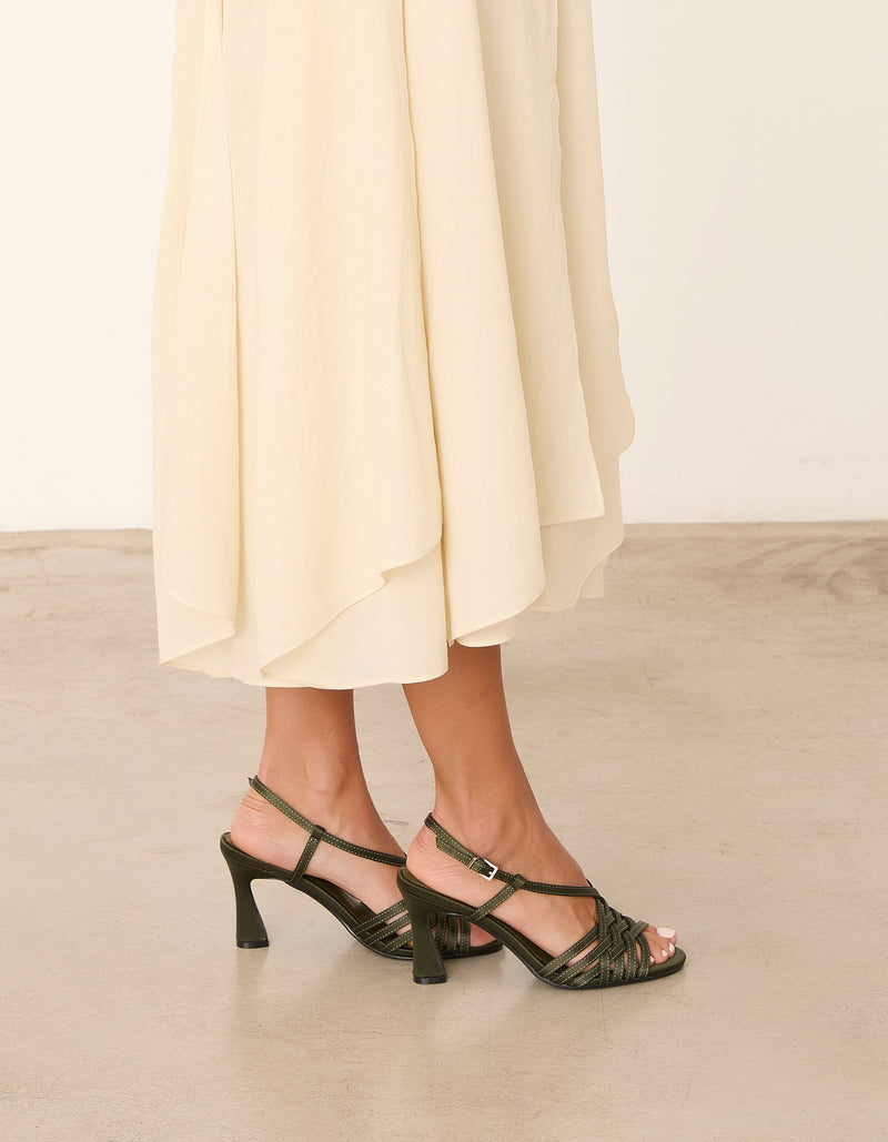 MIM Sandalia de tacón EVE OLIVA SATIN