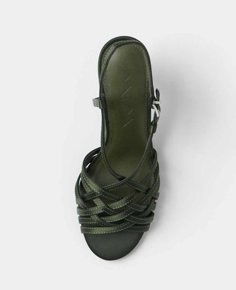 MIM Sandalia de tacón EVE OLIVA SATIN