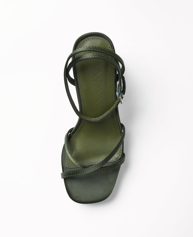Mim shoes Sandalia de tacón GRETA OLIVA SATIN