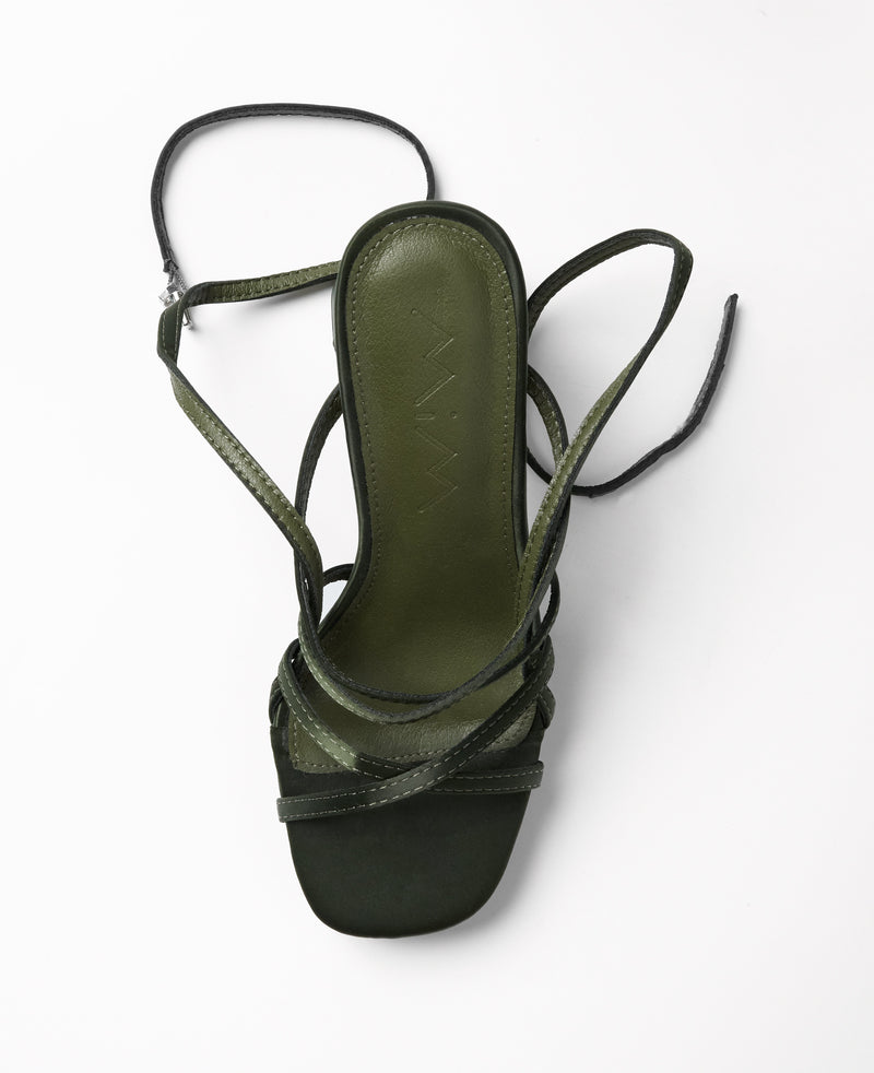 Mim shoes Sandalia de tacón NORI OLIVA SATIN