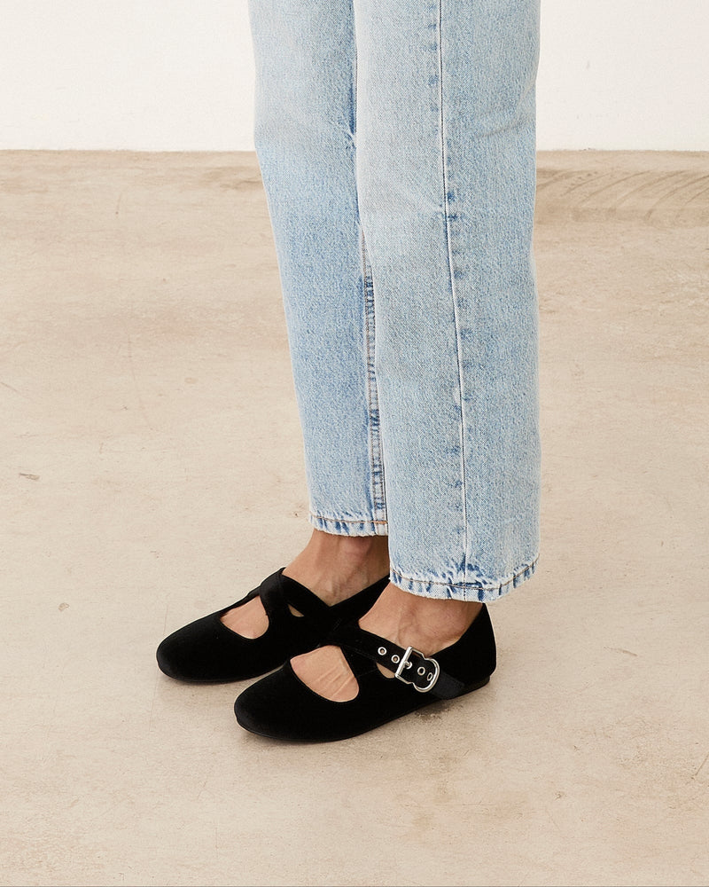 Mim zapatos Zapato plano FLO NEGRO VELVET