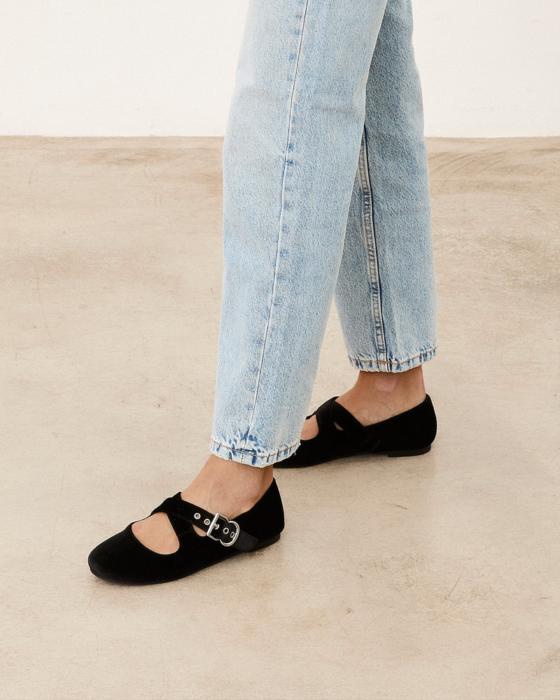 Mim zapatos Zapato plano FLO NEGRO VELVET