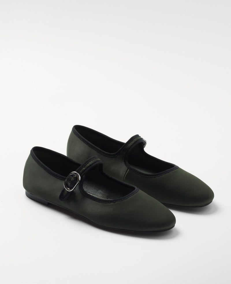 Mim zapatos Zapato plano LIBE OLIVA SATINADO