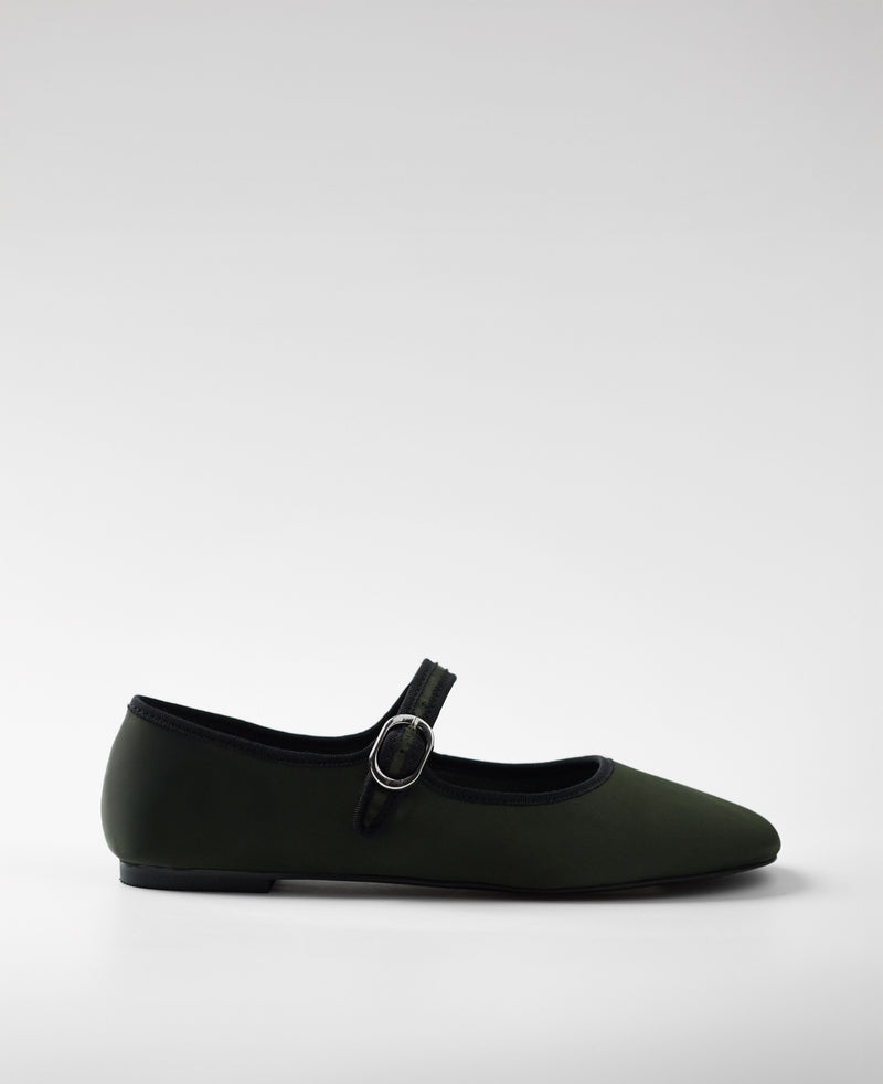 Mim zapatos Zapato plano LIBE OLIVA SATINADO