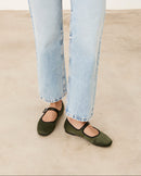 Mim zapatos Zapato plano LIBE OLIVA SATINADO