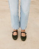 Mim zapatos Zapato plano LIBE OLIVA SATINADO