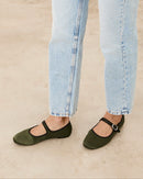 Mim zapatos Zapato plano LIBE OLIVA SATINADO