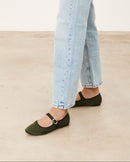 Mim zapatos Zapato plano LIBE OLIVA SATINADO