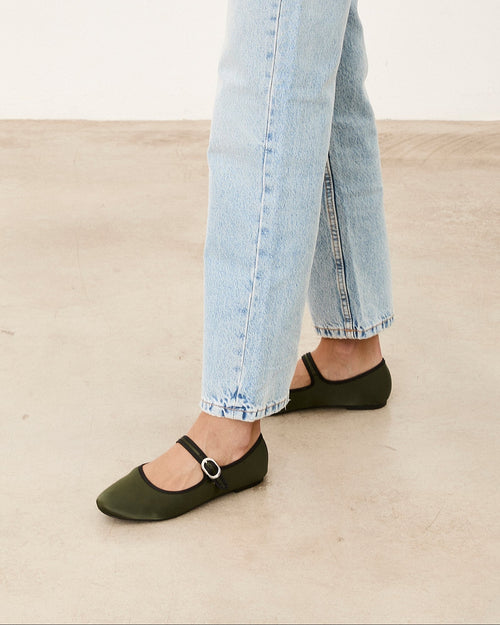 Mim shoes Zapato plano LIBE OLIVA SATIN