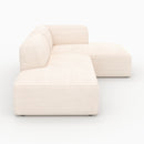 Canapé d'angle droit modulable Mina en velours côtelé blanc 4 places