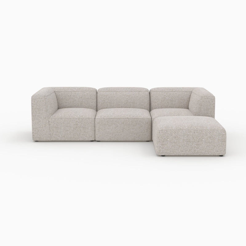 Canapé modulable Hestia en tissu beige 3 places avec pouf