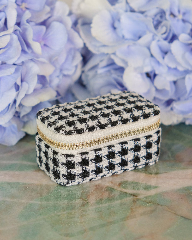 Marie Mini Houndstooth Travel Jewelry Box