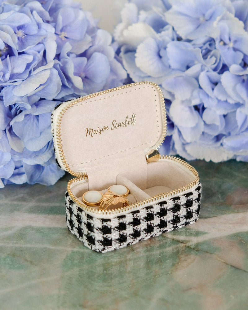 Marie Mini Houndstooth Travel Jewelry Box