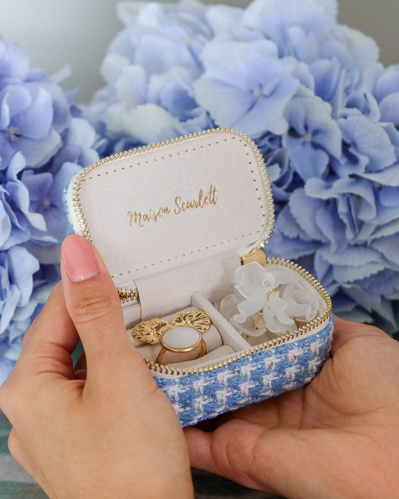 Marie Mini Houndstooth Travel Jewelry Box