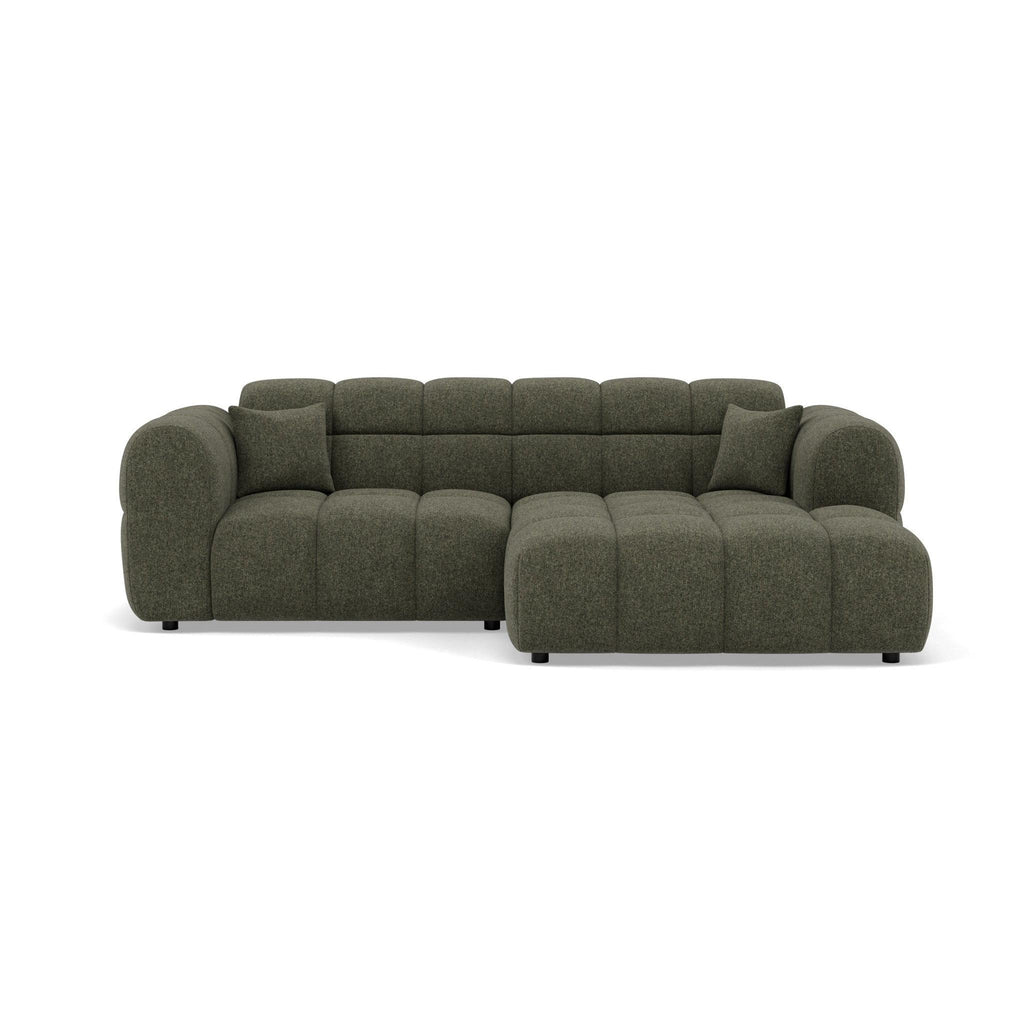 Mini Ray - Canapé D'Angle - 4 Places - Tissu Texturé - Vert Kaki