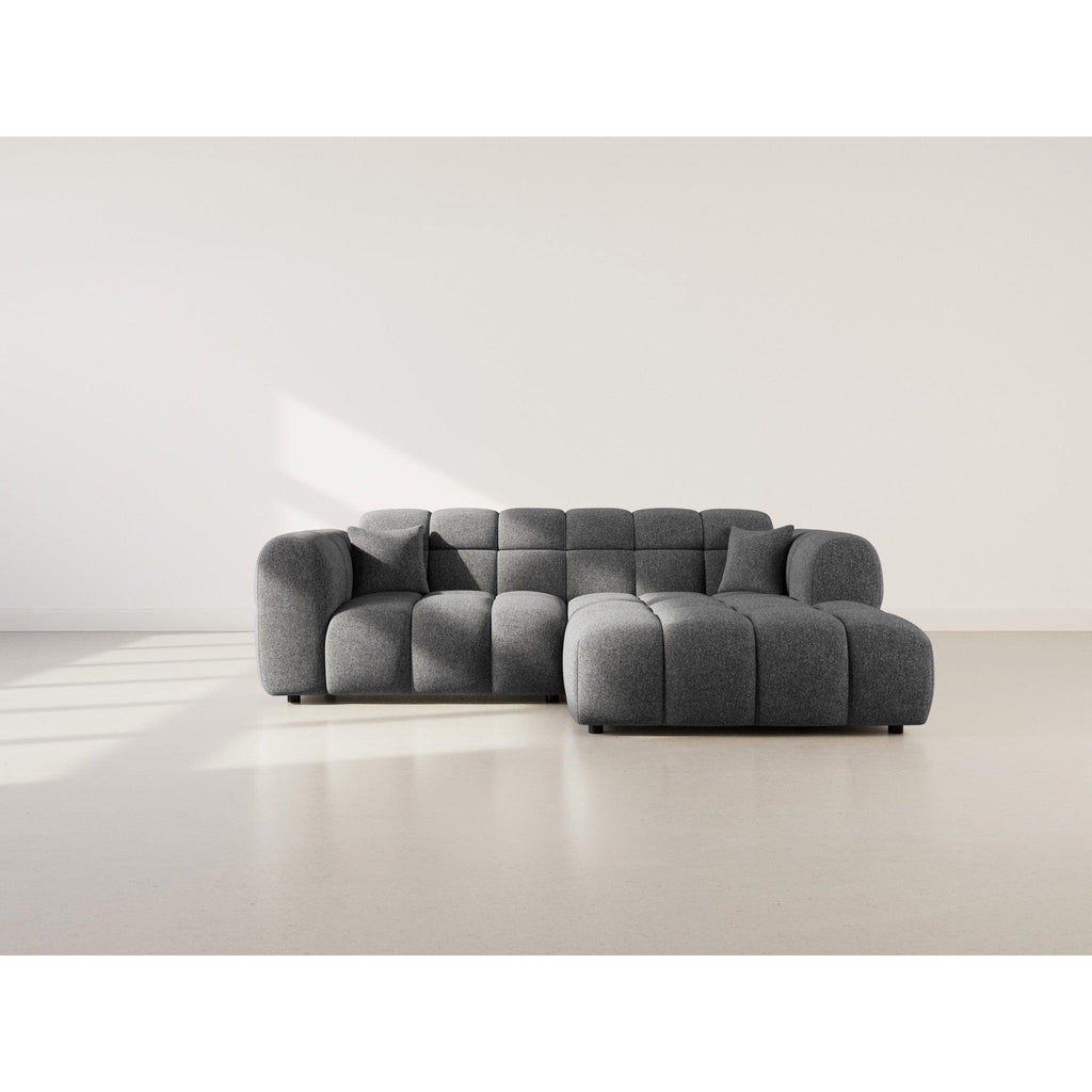 Mini Ray - Canapé D'Angle - 4 Places - Tissu Texturé - Gris Anthracite