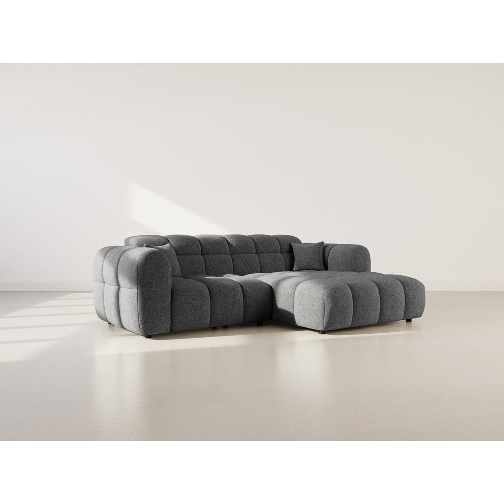 Mini Ray - Canapé D'Angle - 4 Places - Tissu Texturé - Gris Anthracite