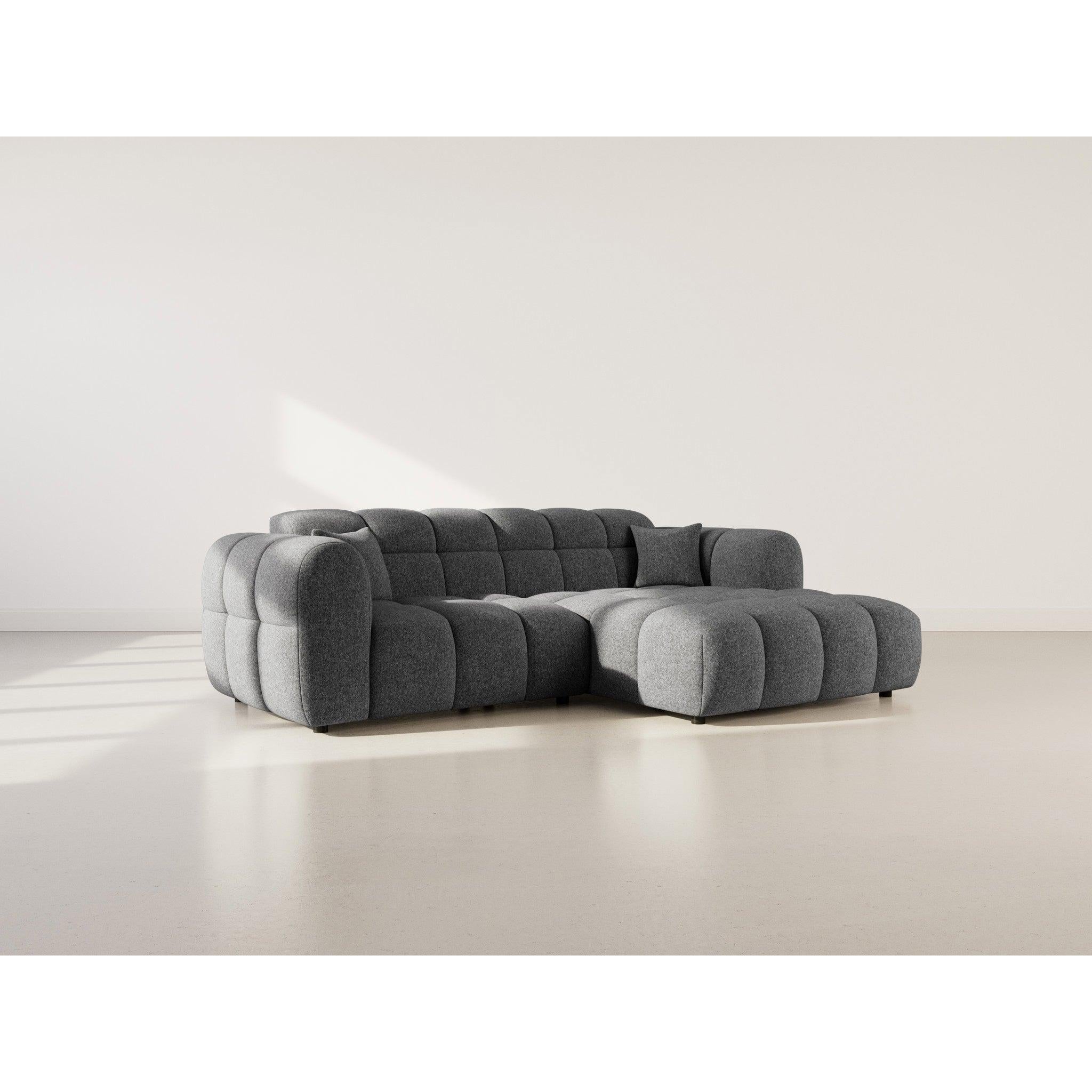 Mini Ray - Canapé D'Angle - 4 Places - Tissu Texturé - Gris Anthracite
