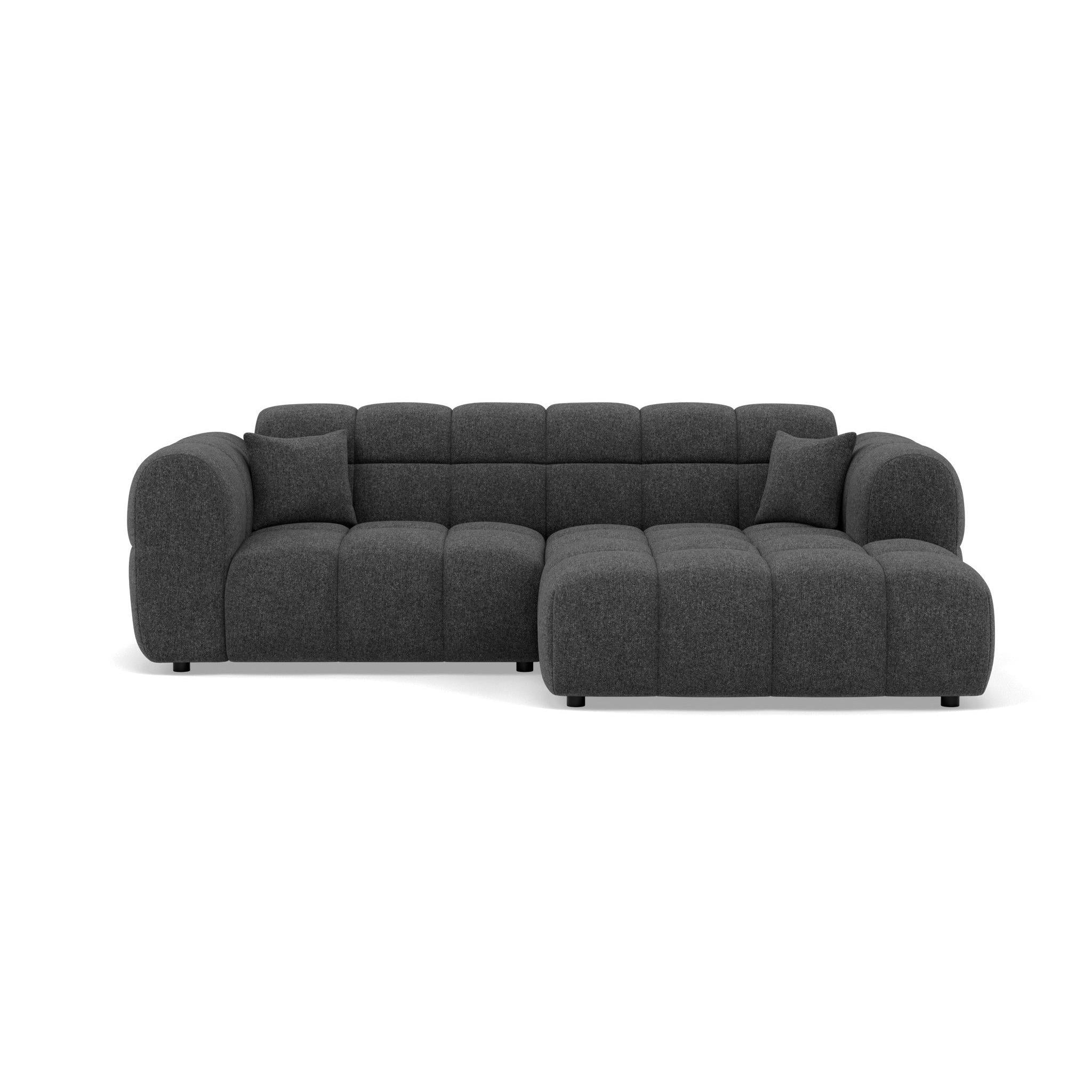 Mini Ray - Canapé D'Angle - 4 Places - Tissu Texturé - Gris Anthracite