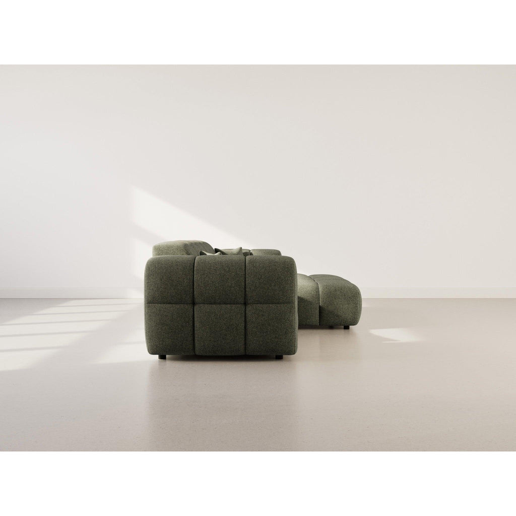 Mini Ray - Canapé D'Angle - 4 Places - Tissu Texturé - Vert Kaki