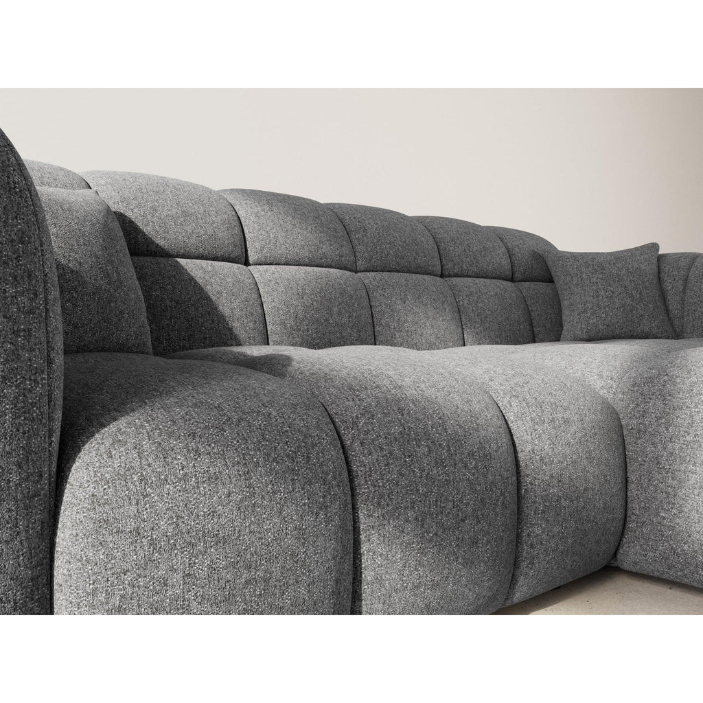 Mini Ray - Canapé D'Angle - 4 Places - Tissu Texturé - Gris Anthracite