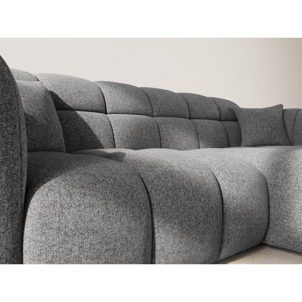 Mini Ray - Canapé D'Angle - 4 Places - Tissu Texturé - Gris Anthracite
