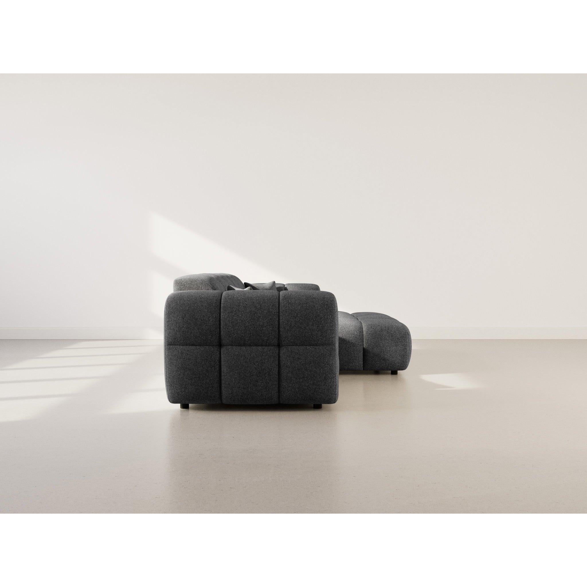 Mini Ray - Canapé D'Angle - 4 Places - Tissu Texturé - Gris Anthracite