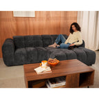 Mini Ray - Canapé D'Angle - 4 Places - Tissu Texturé - Gris Anthracite