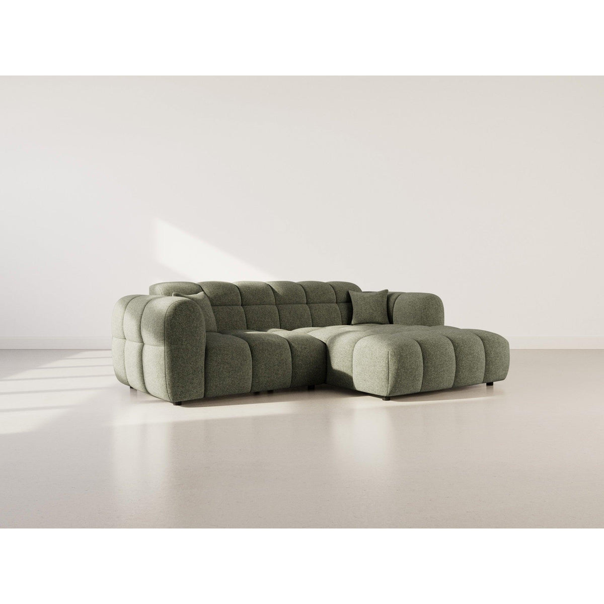 Mini Ray - Canapé D'Angle - 4 Places - Tissu Texturé - Vert Kaki