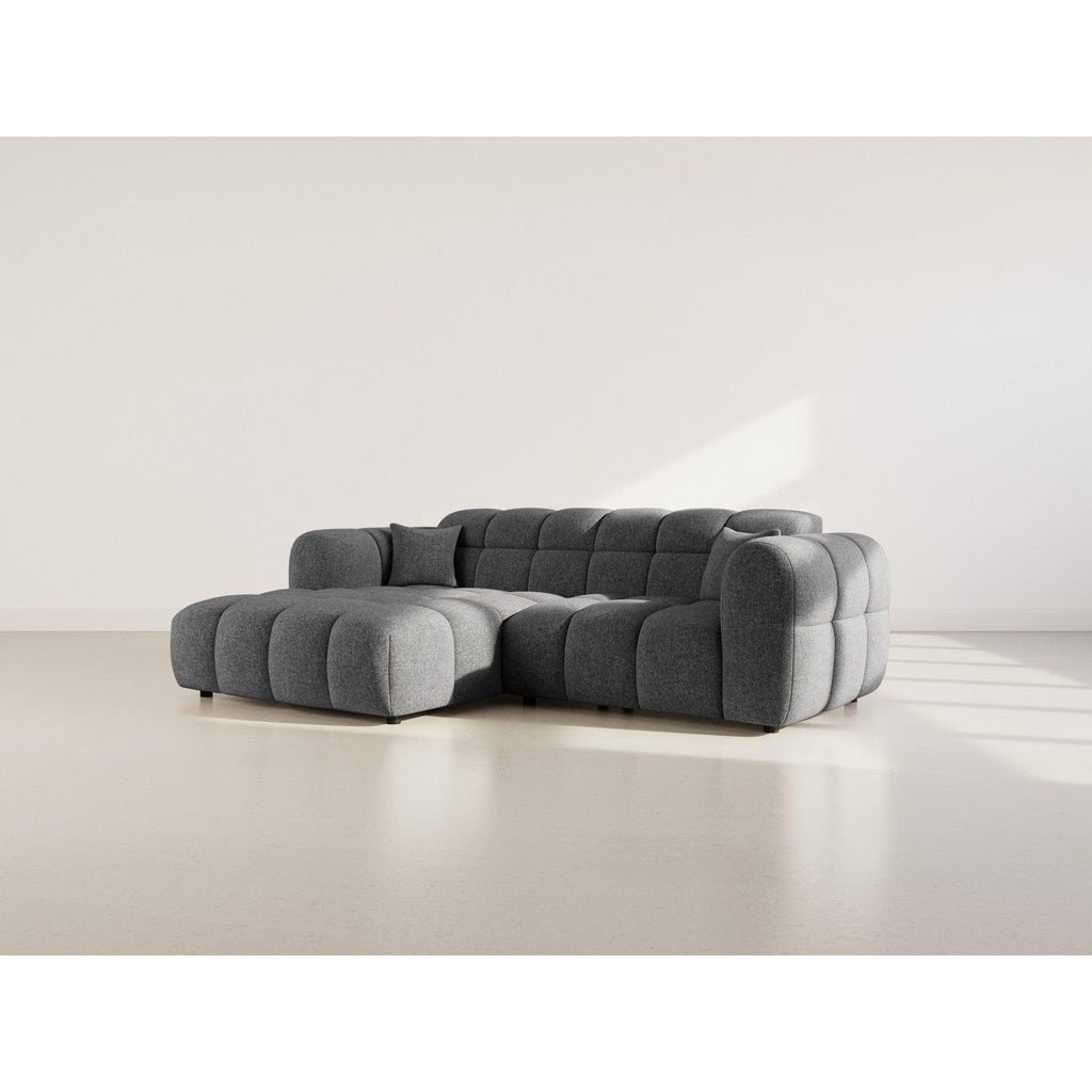Mini Ray - Canapé D'Angle - 4 Places - Tissu Texturé - Gris Anthracite