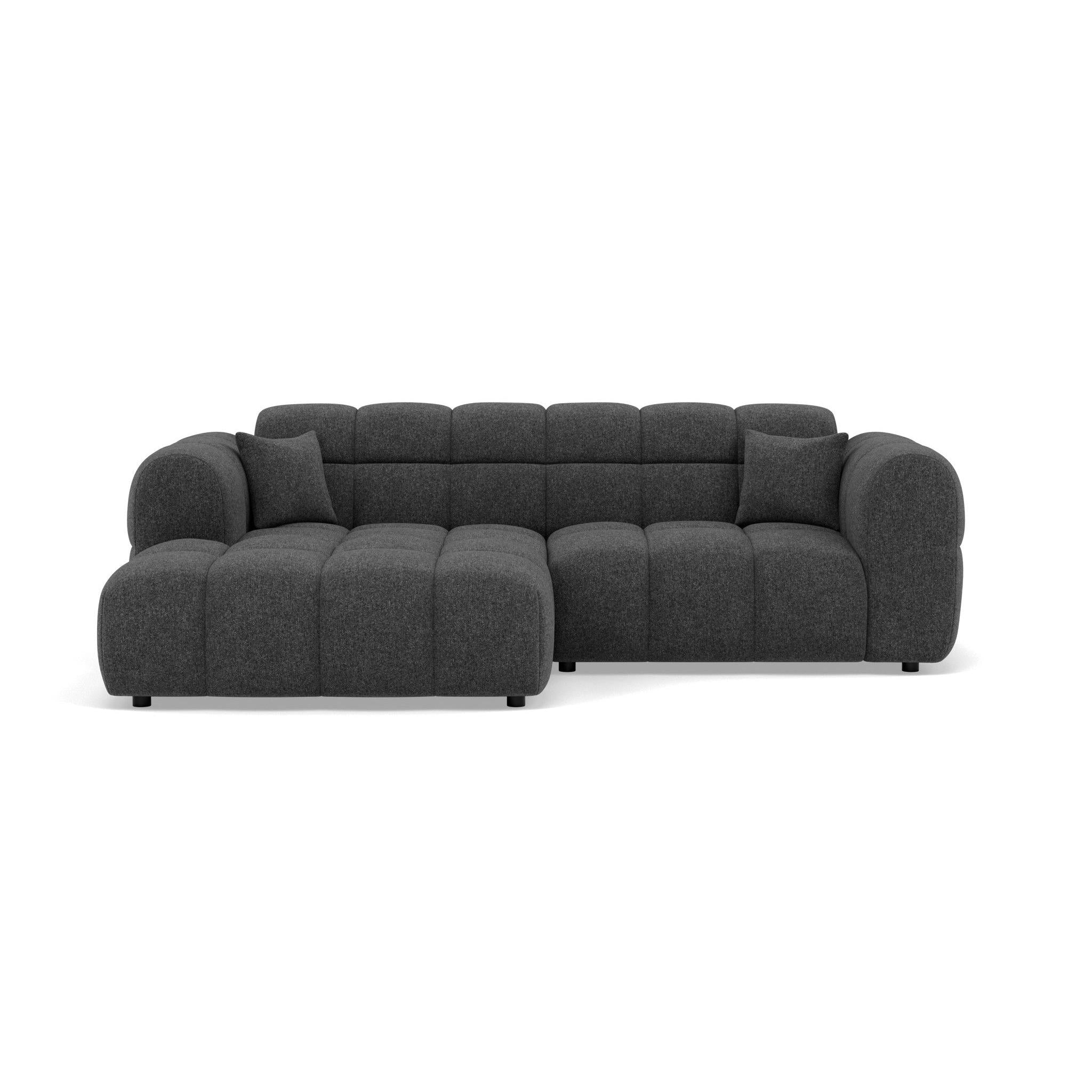 Mini Ray - Canapé D'Angle - 4 Places - Tissu Texturé - Gris Anthracite