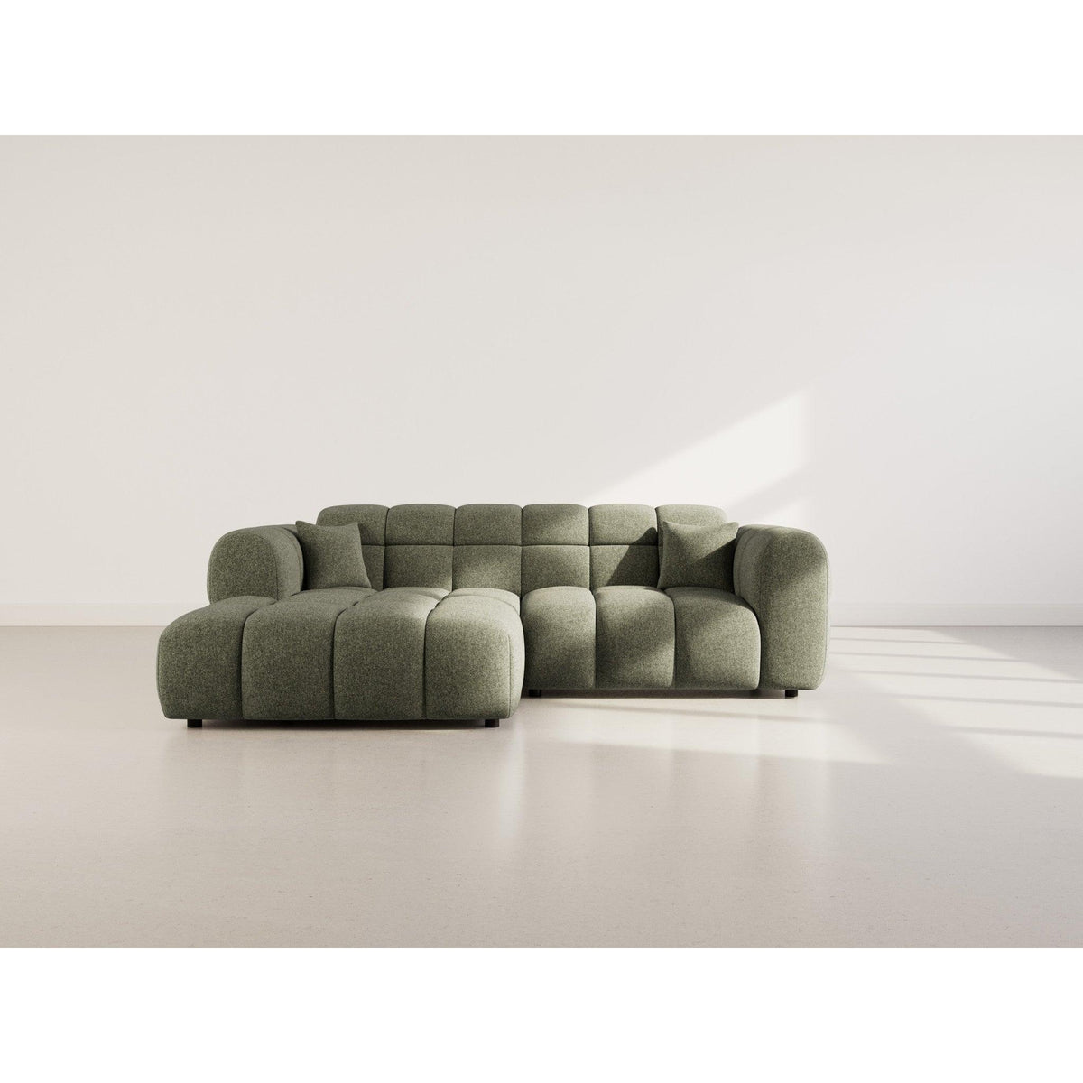 Mini Ray - Canapé D'Angle - 4 Places - Tissu Texturé - Vert Kaki