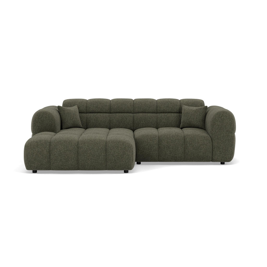 Mini Ray - Canapé D'Angle - 4 Places - Tissu Texturé - Vert Kaki