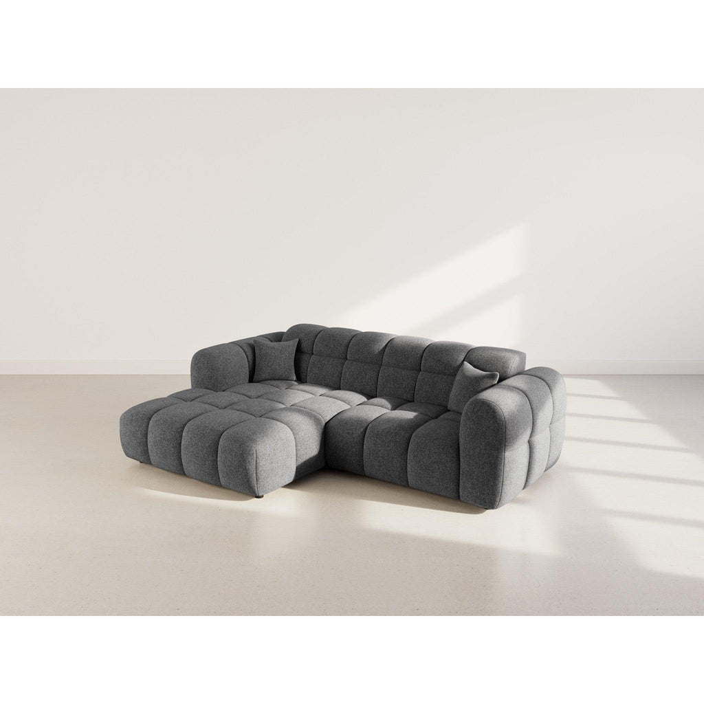Mini Ray - Canapé D'Angle - 4 Places - Tissu Texturé - Gris Anthracite